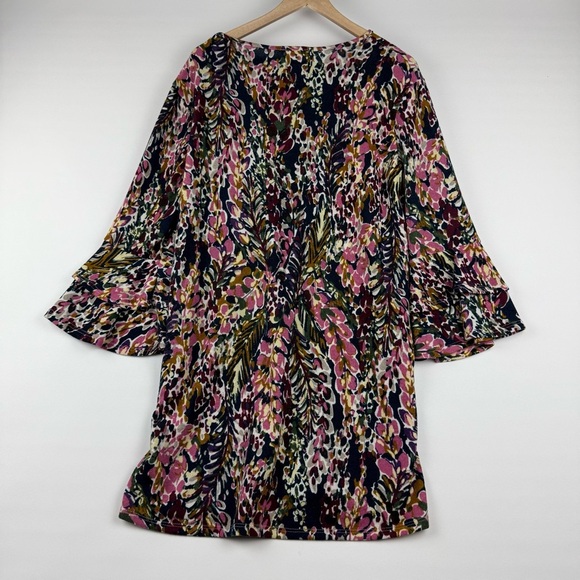 Beeson River Plus Women’s 1X Floral Bell Sleeve Knit Dress Made in USA - Picture 5 of 6